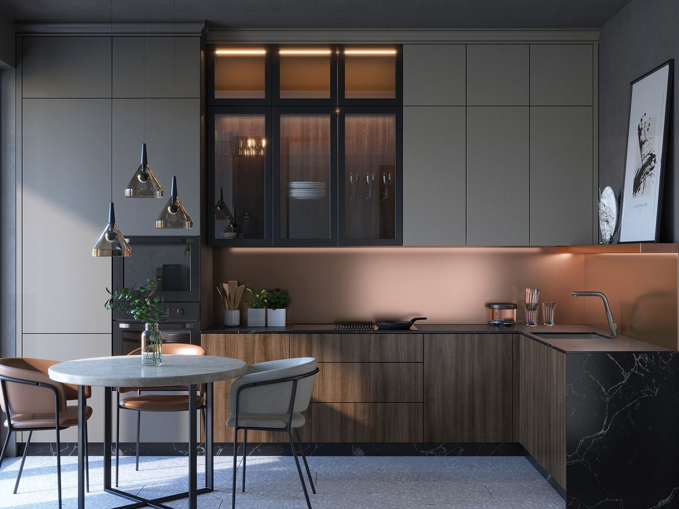 Oświetlenie szuflad i szafek wewnętrzne Podświetlenie wnętrza otwartych szuflad kuchennych ciepłym światłem LED