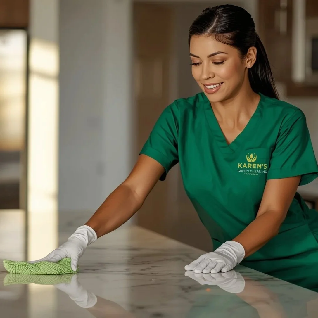 Aplikacja specjalnej pasty usuwającej plamy na powierzchni trawertynu szmatką mikrofibrową