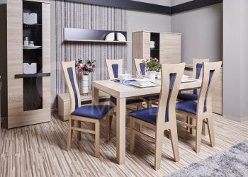 stół rozkładany z krzesłami