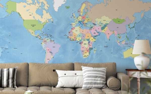 tapeta mapa Świata do pokoju dzieci