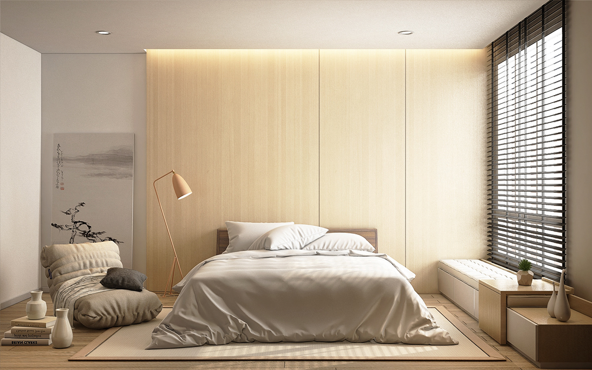 jasna przestrzeń z matą tatami do snu