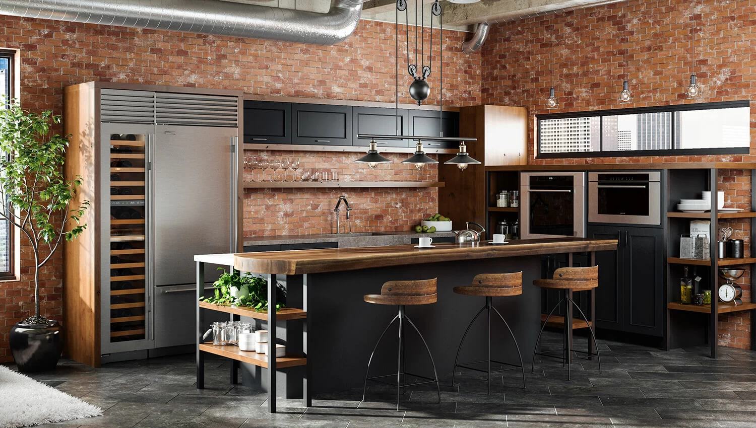 surowa kuchnia industrialna łączy metal, beton i minimalistyczne wyposażenie surowe materiały i metal tworzą kuchenną przestrzeń