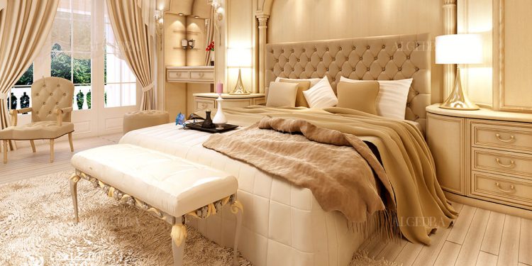 sypialnia glamour w stylu Hollywood