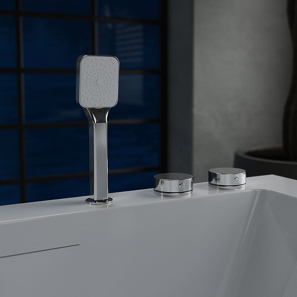 Regulowana wysokość zestawu prysznicowego Zestaw prysznicowy z baterią na regulowanej wysokości pokazujący zakres 100 do 130 cm