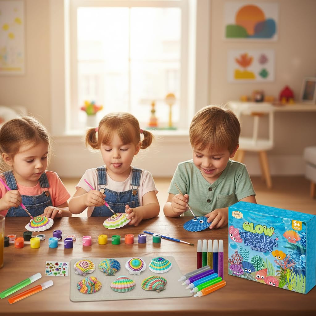 Efekt świecących gwiazd farbą fluo na ścianie Ściana z namalowanymi fluo gwiazdami i księżycem świecącymi intensywnie w całkowitej ciemności